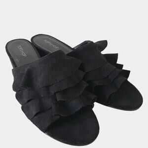 Topshop Black Ruffle Slide Sandals Size 40